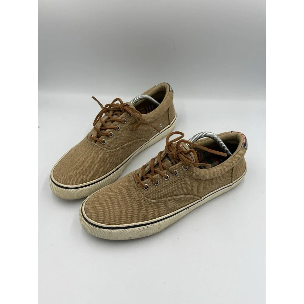 Sperry Men's Striper II CVO Canvas Hemp Sneakers Men's Size 10 Taupe Lace Up